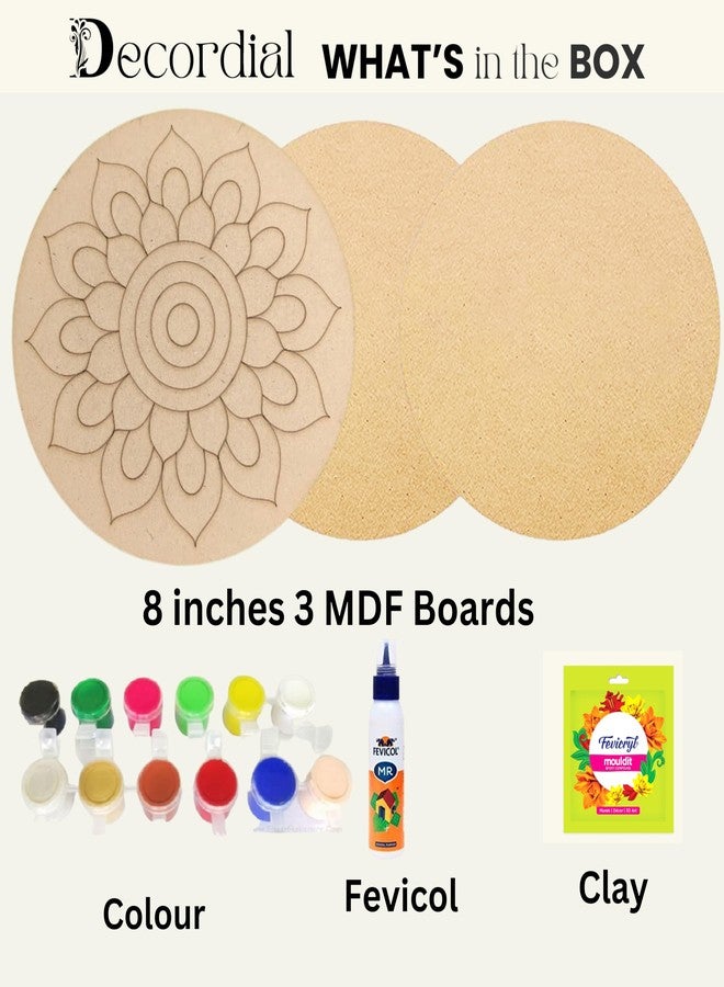 Decordial DIY Art Kit - Lippan & Mosaic Art with 3x 8" MDF Boards & Eco-Friendly Materials for Adults - Image 2